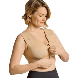 Tommie Copper Women’s Shoulder Support Front Zip Sports Bra Nude Size 2XL NEW